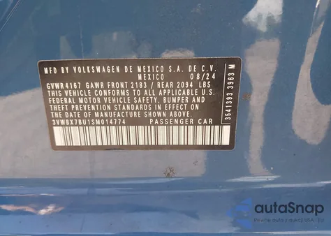 2025 Volkswagen Jetta 1.5T Sport from USA, damaged, VIN 3VWBX7BU1SM014774